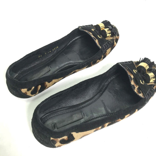 LOUIS VUITTON pumps Œ^”ԕs–¾ Harako Brown Tassel fringe Leopard leopard print leopard Women 35 Used Authentic