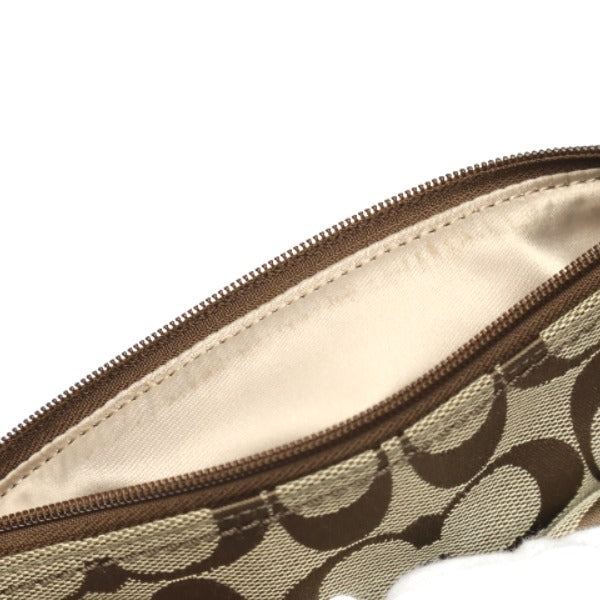 COACH Shoulder Bag leather Brown x pink Crossbody Signature Women Used Authentic