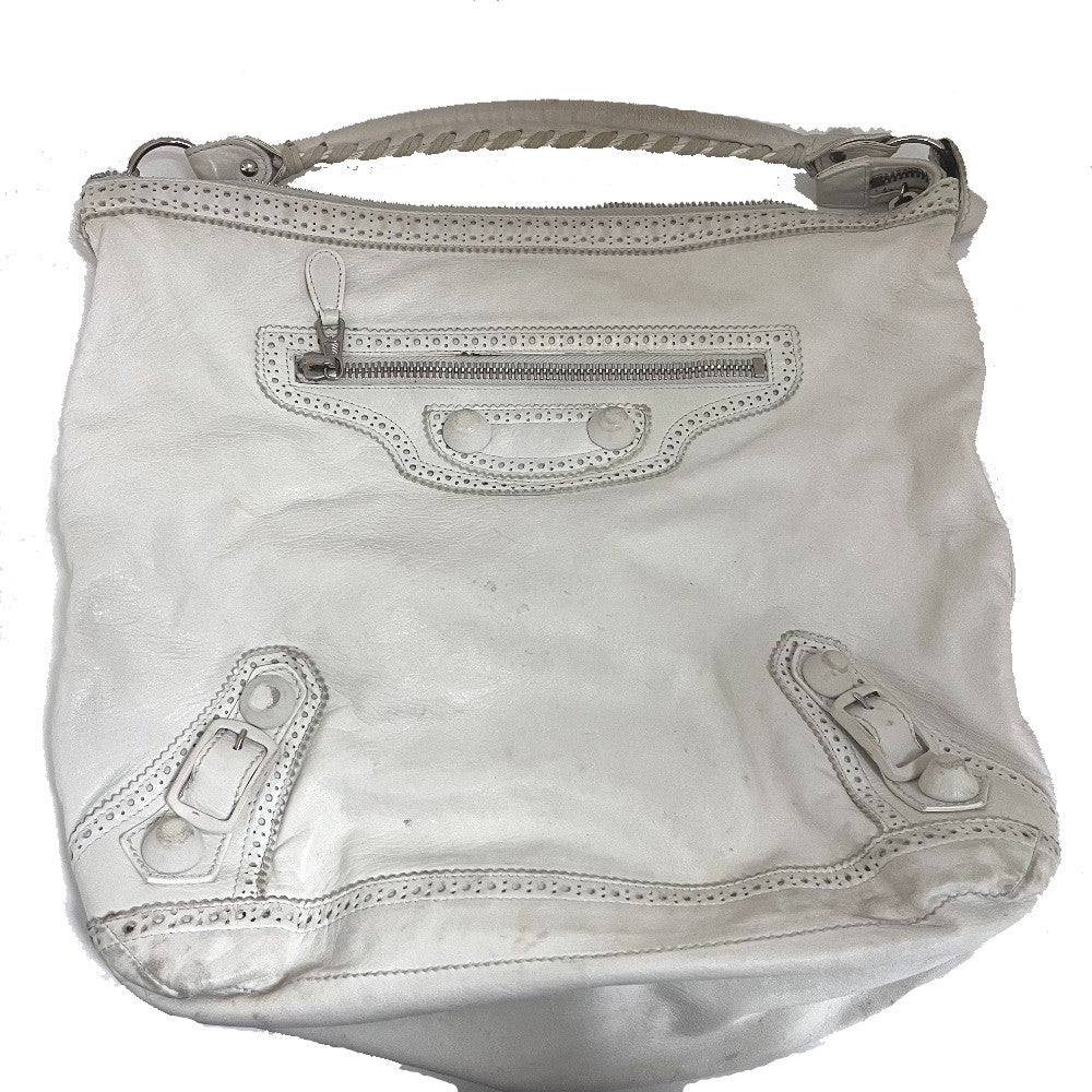 BALENCIAGA Shoulder Bag 204527 lambskin white Covered Giant Day Editors Women Used Authentic
