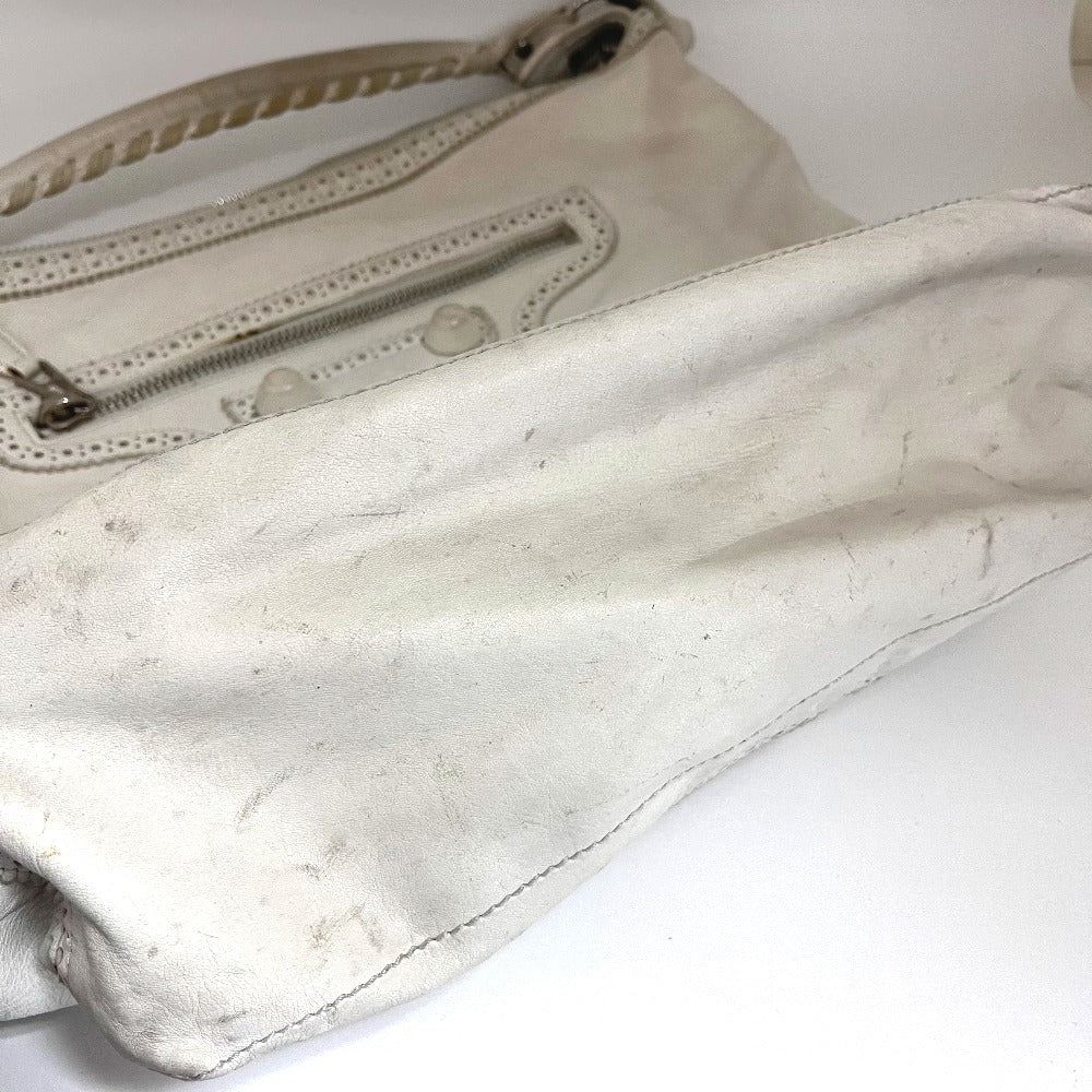 BALENCIAGA Shoulder Bag 204527 lambskin white Covered Giant Day Editors Women Used Authentic