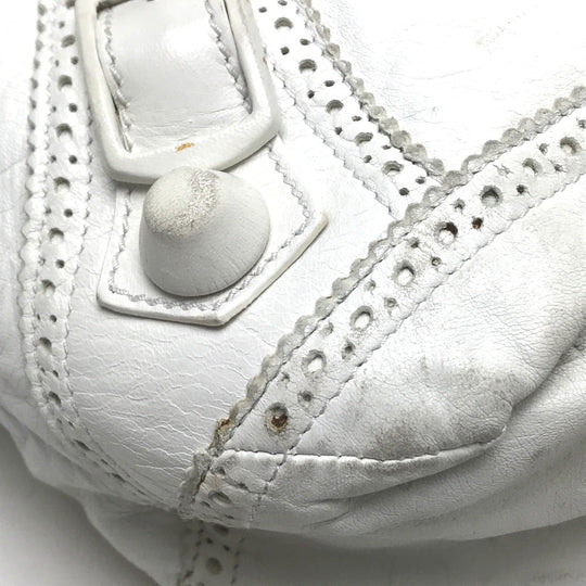 BALENCIAGA Shoulder Bag 204527 lambskin white Covered Giant Day Editors Women Used Authentic