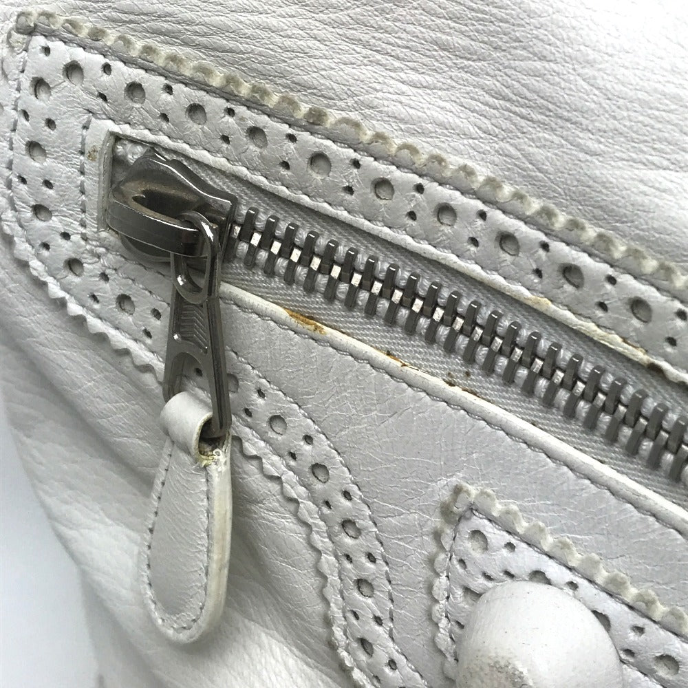 BALENCIAGA Shoulder Bag 204527 lambskin white Covered Giant Day Editors Women Used Authentic