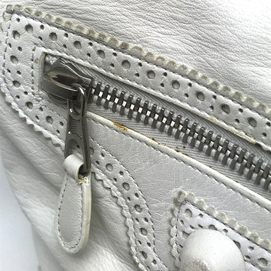 BALENCIAGA Shoulder Bag 204527 lambskin white Covered Giant Day Editors Women Used Authentic