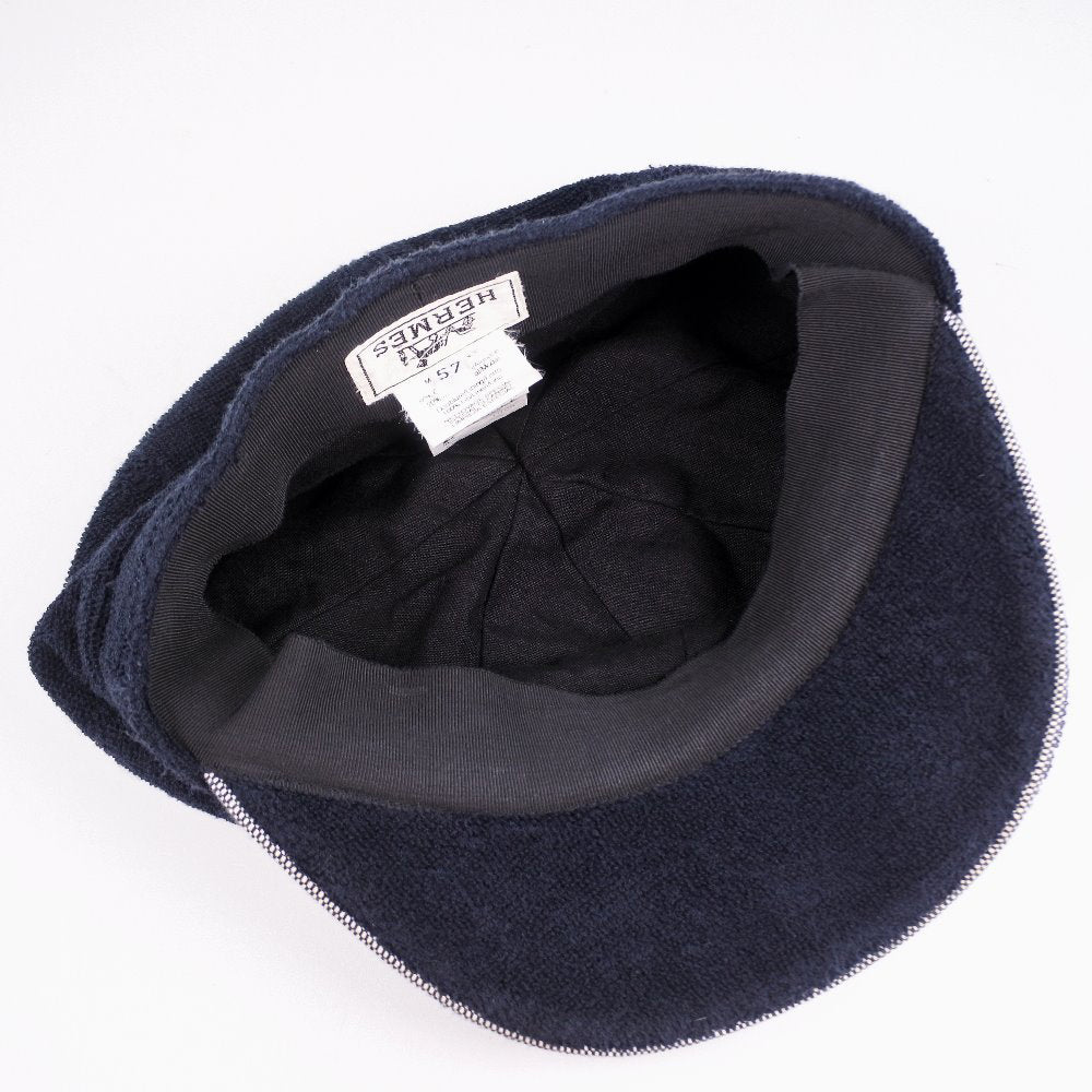 HERMES Casquette pile black Women cm57 Used Authentic