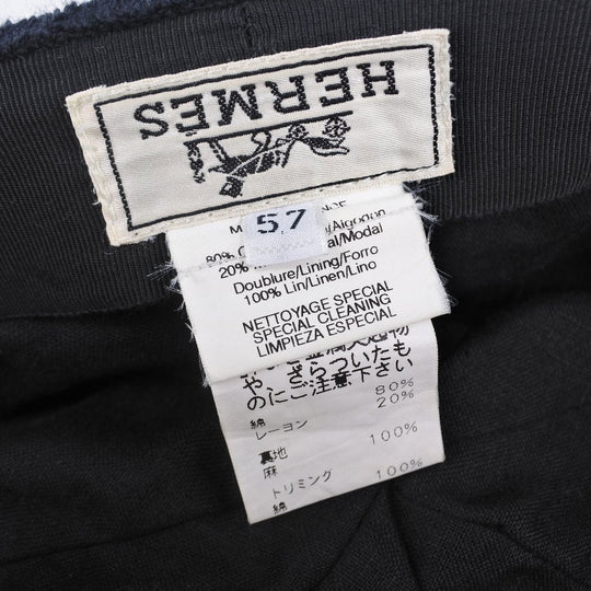 HERMES Casquette pile black Women cm57 Used Authentic