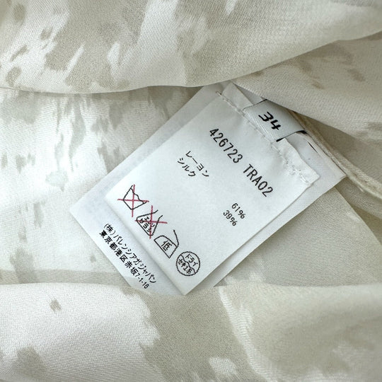 BALENCIAGA blouse Rayon, Silk white Crinkle processing ribbon Women 34 Used Authentic
