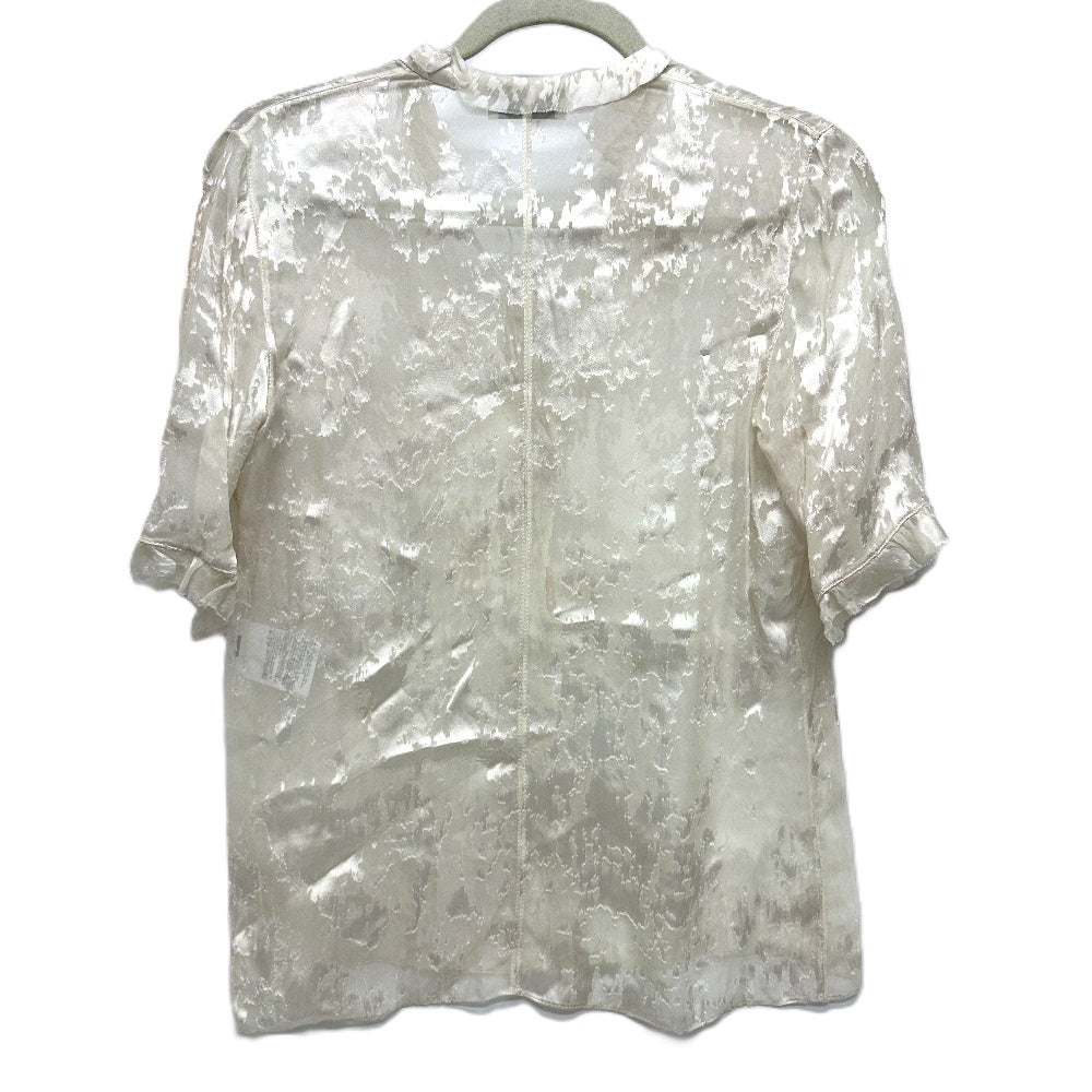 BALENCIAGA blouse Rayon, Silk white Crinkle processing ribbon Women 34 Used Authentic