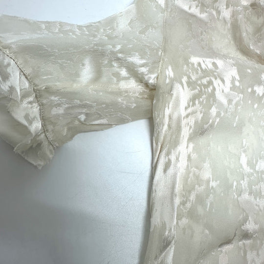 BALENCIAGA blouse Rayon, Silk white Crinkle processing ribbon Women 34 Used Authentic