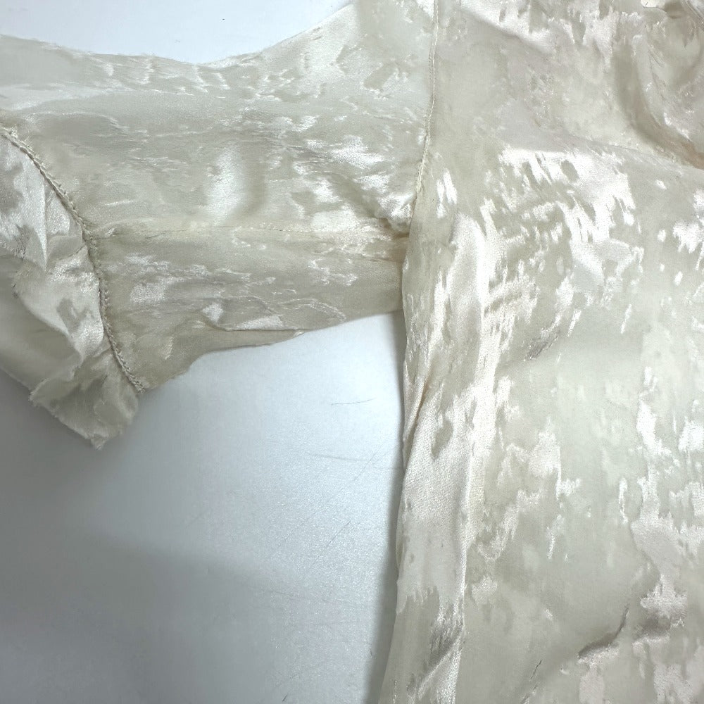 BALENCIAGA blouse Rayon, Silk white Crinkle processing ribbon Women 34 Used Authentic