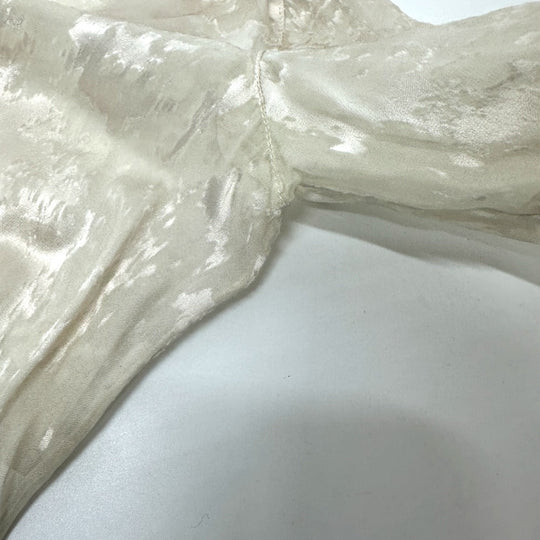 BALENCIAGA blouse Rayon, Silk white Crinkle processing ribbon Women 34 Used Authentic