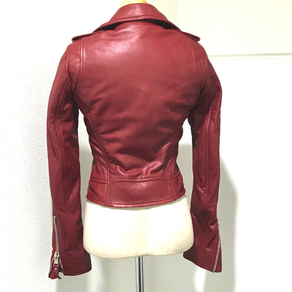 BALENCIAGA Riders jacket 256302 leather Red With tag Women's jacket Women 34 Used Authentic