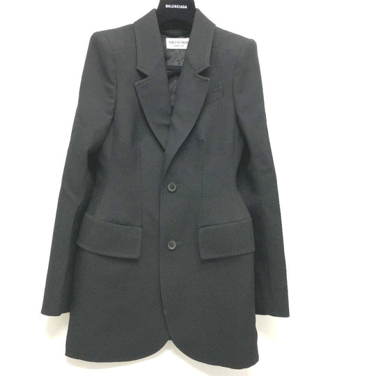 BALENCIAGA Jacket 571278 Cotton, Wool black single Black Basic Jacket Women 34 Used Authentic