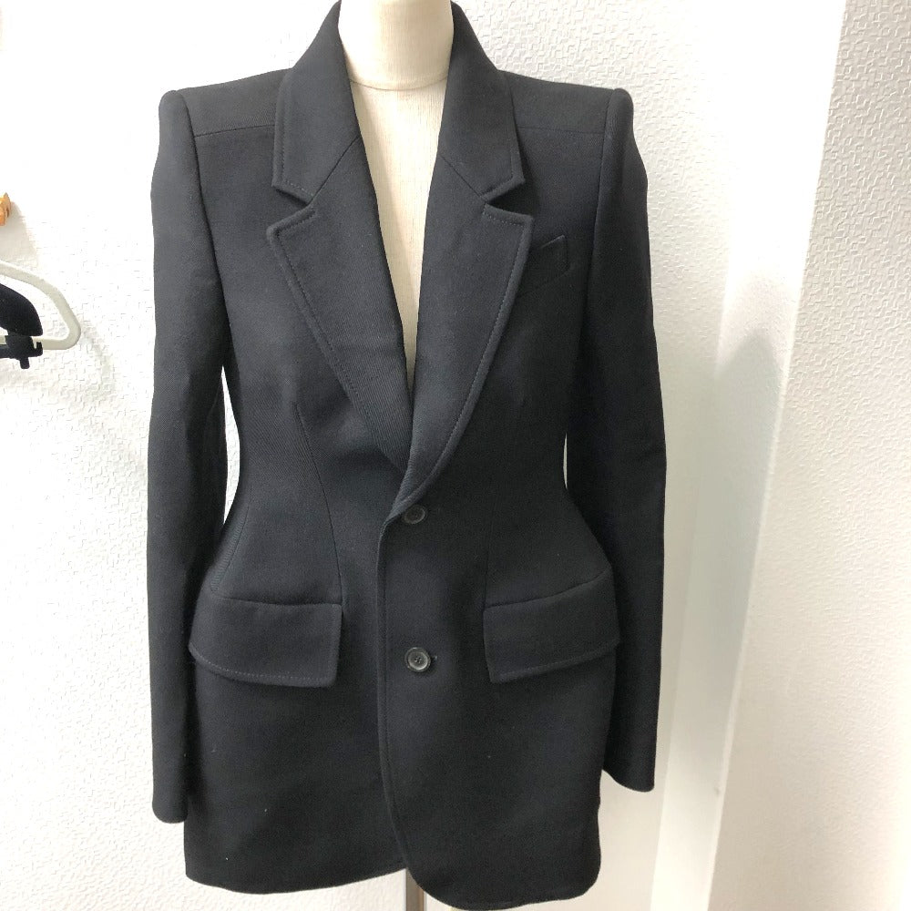 BALENCIAGA Jacket 571278 Cotton, Wool black single Black Basic Jacket Women 34 Used Authentic