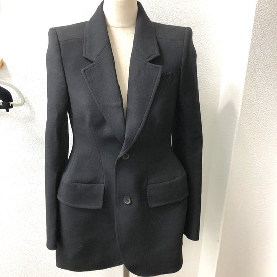 BALENCIAGA Jacket 571278 Cotton, Wool black single Black Basic Jacket Women 34 Used Authentic