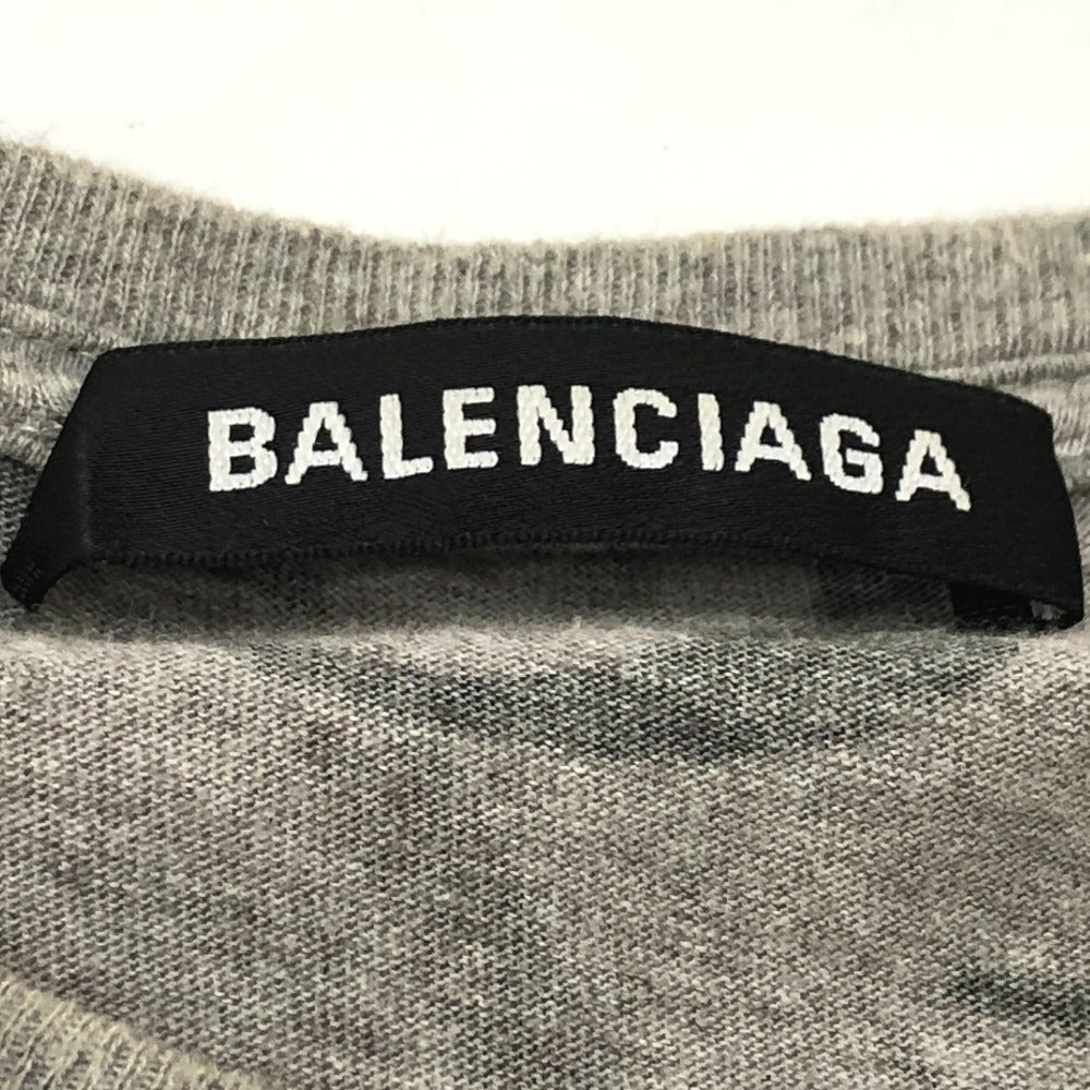 BALENCIAGA Short sleeve T-shirt 578139 cotton gray 19AW Logo embroidery all-over pattern mens XS Used Authentic