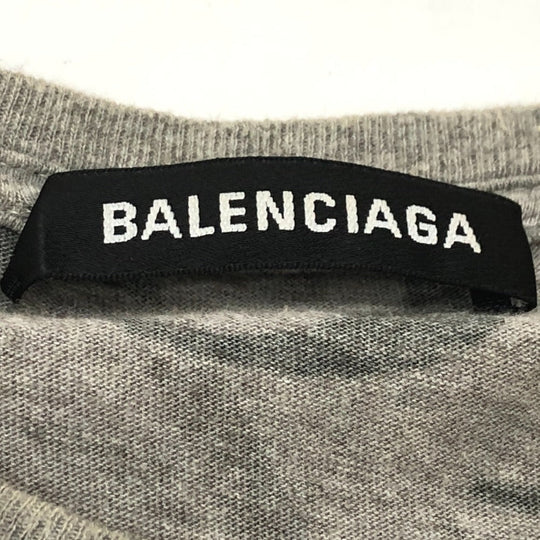 BALENCIAGA Short sleeve T-shirt 578139 cotton gray 19AW Logo embroidery all-over pattern mens XS Used Authentic