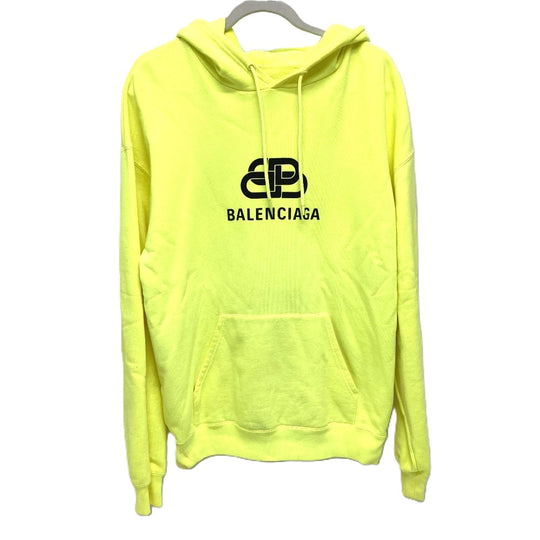 BALENCIAGA Hoodie 583222 cotton yellow BB logo print mens S Used Authentic