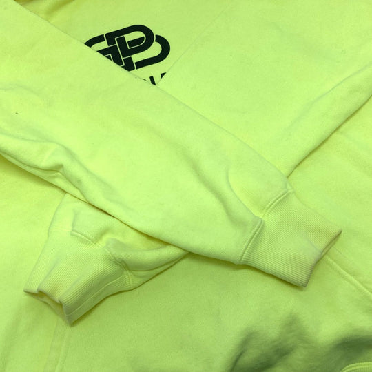 BALENCIAGA Hoodie 583222 cotton yellow BB logo print mens S Used Authentic