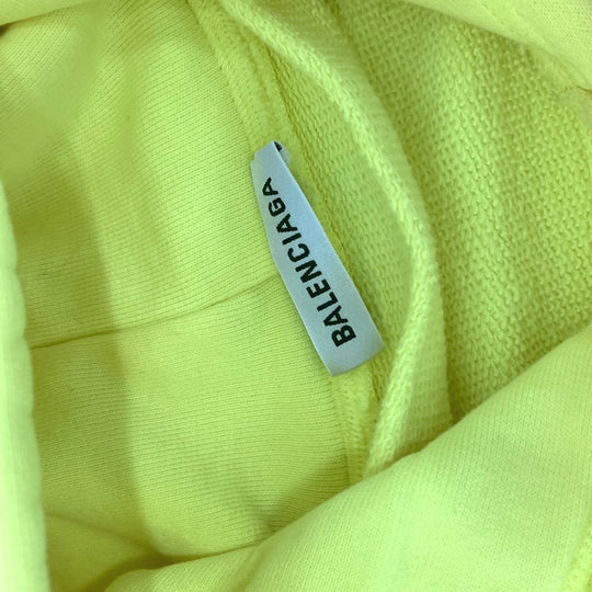 BALENCIAGA Hoodie 583222 cotton yellow BB logo print mens S Used Authentic