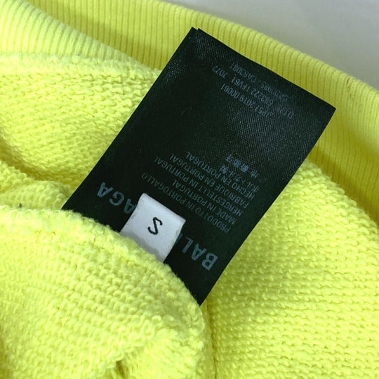 BALENCIAGA Hoodie 583222 cotton yellow BB logo print mens S Used Authentic