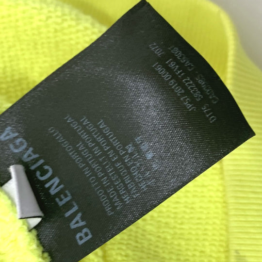 BALENCIAGA Hoodie 583222 cotton yellow BB logo print mens S Used Authentic