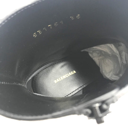 BALENCIAGA boots 531751 leather black basic Pointed toe Women 35 Used Authentic