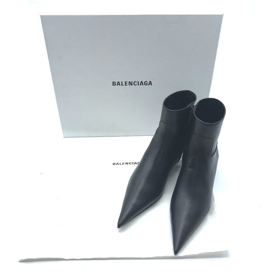 BALENCIAGA boots 531751 leather black basic Pointed toe Women 35 Used Authentic
