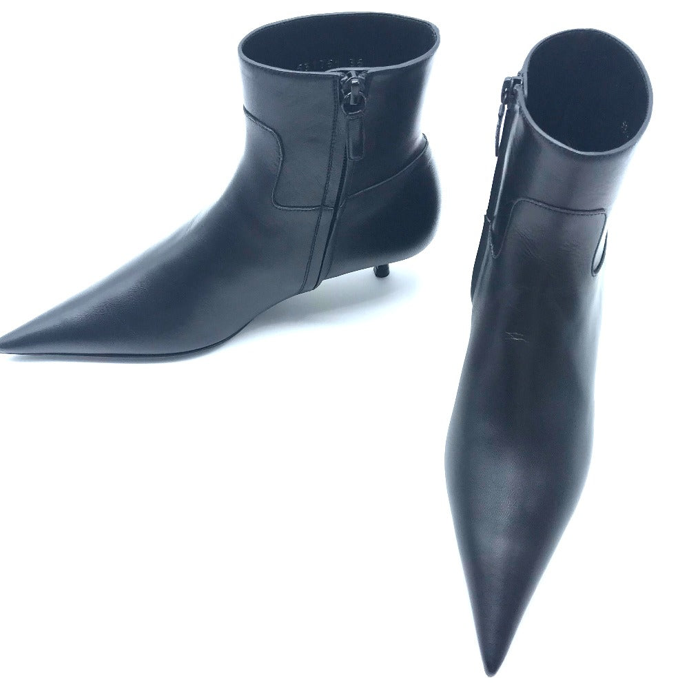 BALENCIAGA boots 531751 leather black basic Pointed toe Women 35 Used Authentic