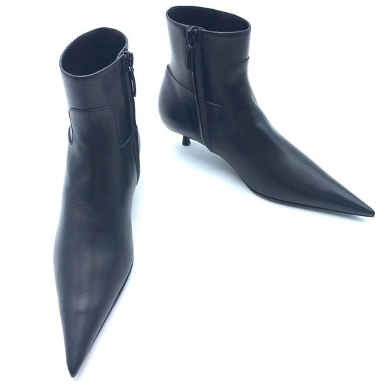 BALENCIAGA boots 531751 leather black basic Pointed toe Women 35 Used Authentic
