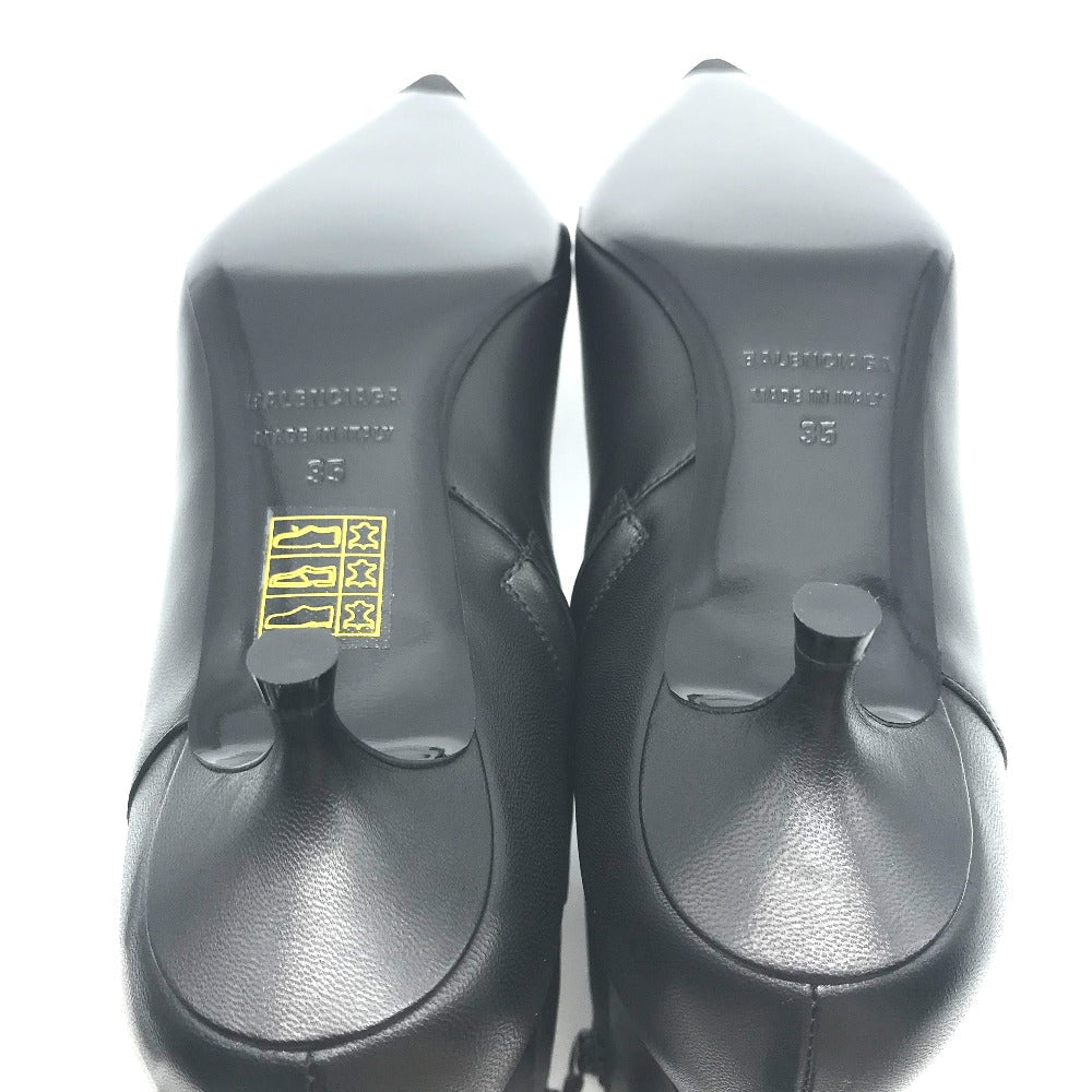 BALENCIAGA boots 531751 leather black basic Pointed toe Women 35 Used Authentic