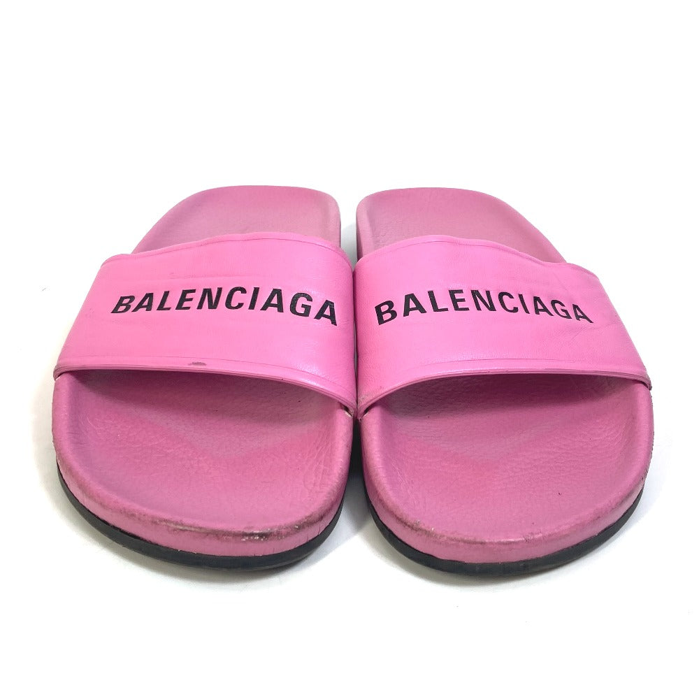 BALENCIAGA Sandals 517226 leather pink logo Women 38 Used Authentic