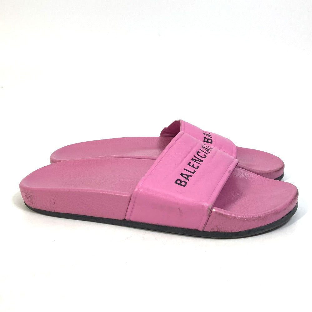 BALENCIAGA Sandals 517226 leather pink logo Women 38 Used Authentic