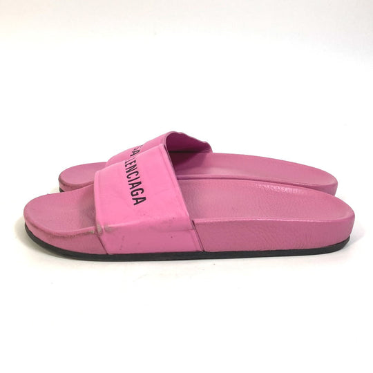BALENCIAGA Sandals 517226 leather pink logo Women 38 Used Authentic