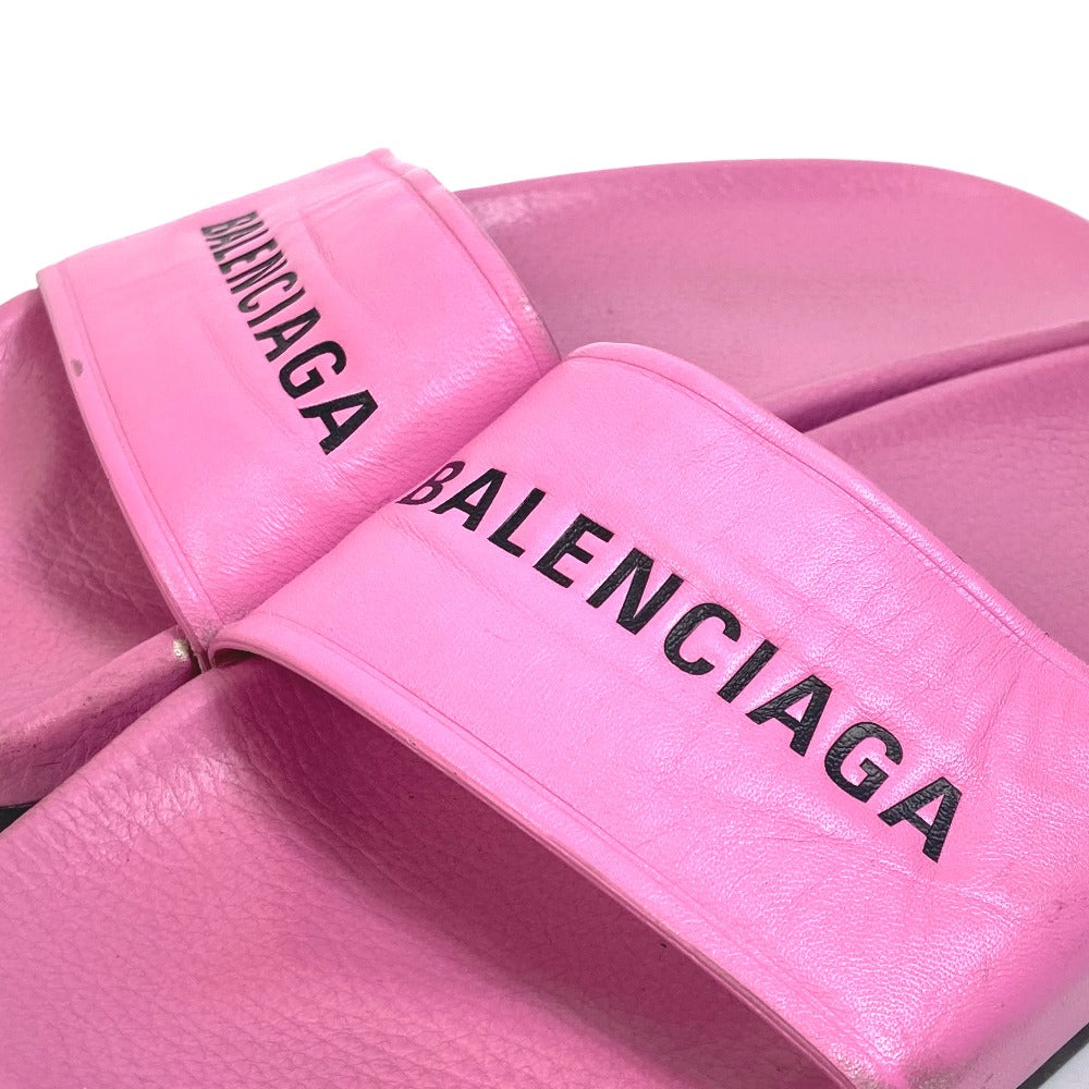 BALENCIAGA Sandals 517226 leather pink logo Women 38 Used Authentic