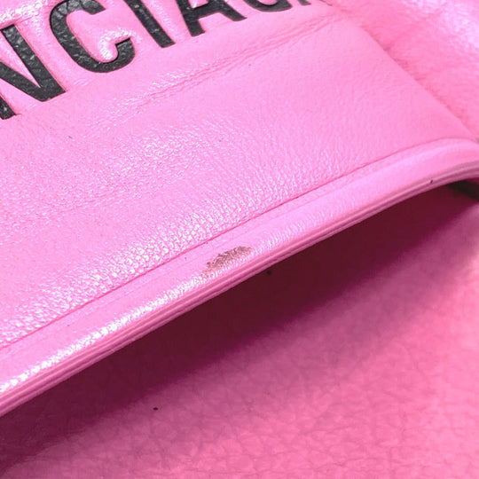 BALENCIAGA Sandals 517226 leather pink logo Women 38 Used Authentic