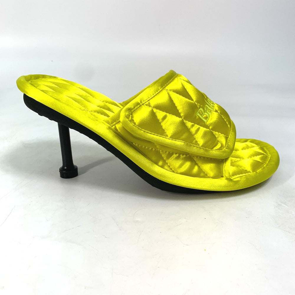 BALENCIAGA Sandals 653312 Satin , Satin yellow Mule logo Women 37 Used Authentic