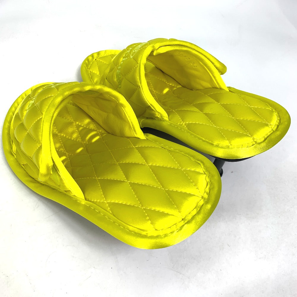 BALENCIAGA Sandals 653312 Satin , Satin yellow Mule logo Women 37 Used Authentic