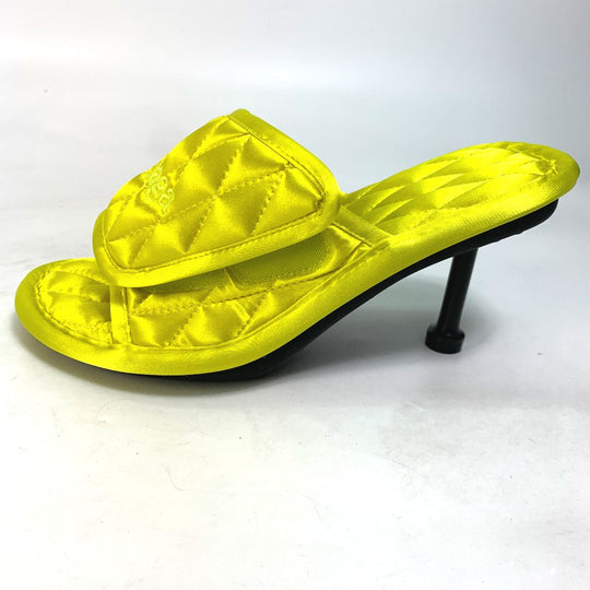 BALENCIAGA Sandals 653312 Satin , Satin yellow Mule logo Women 37 Used Authentic