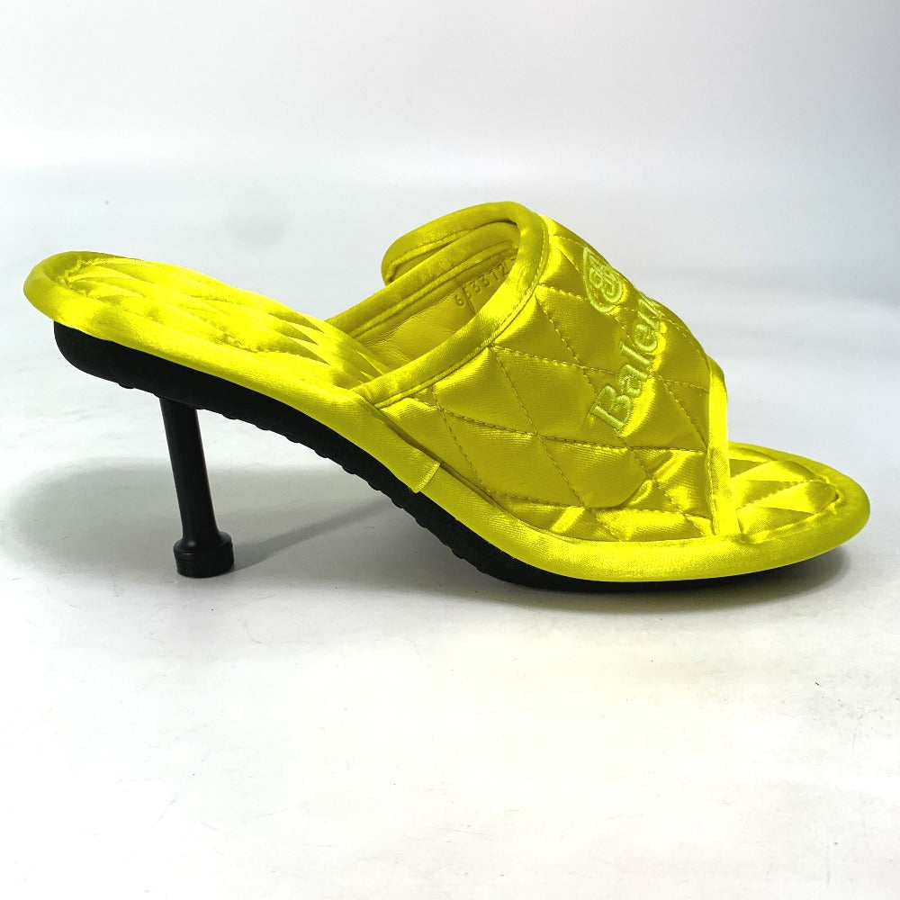 BALENCIAGA Sandals 653312 Satin , Satin yellow Mule logo Women 37 Used Authentic