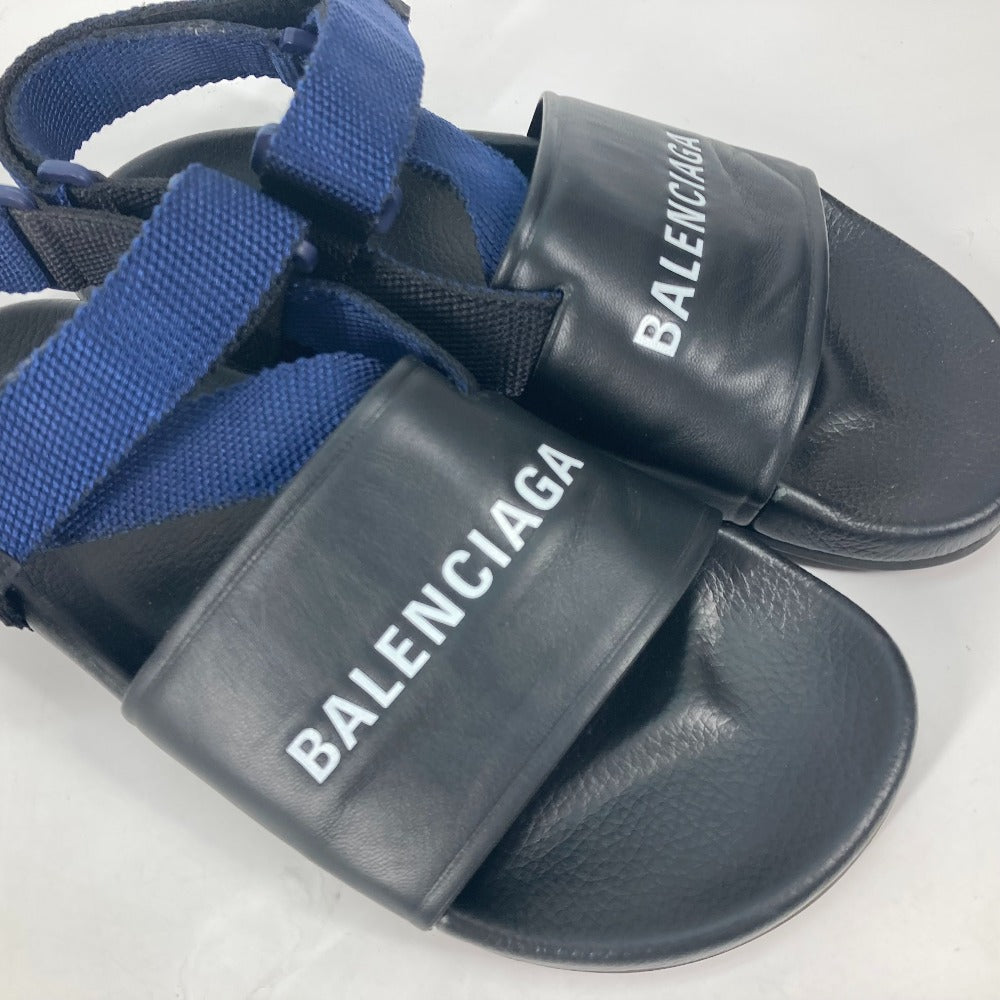 BALENCIAGA Sandals 506348 leather black Shoes shoes Velcro strap sandals mens 41 Used Authentic