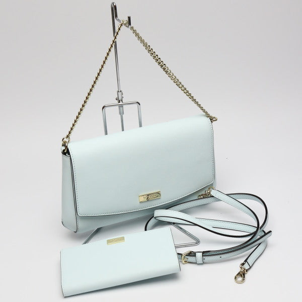 Kate Spade Shoulder Bag leather light blue Handbag Crossbody 3WAY Women Used Authentic