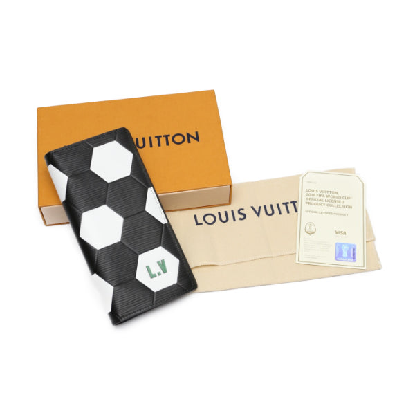 LOUIS VUITTON Long Wallet Purse M63294 Epi Leather Noir Portefeuille Blaza Epi Russia 2018 FIFA mens Used Authentic