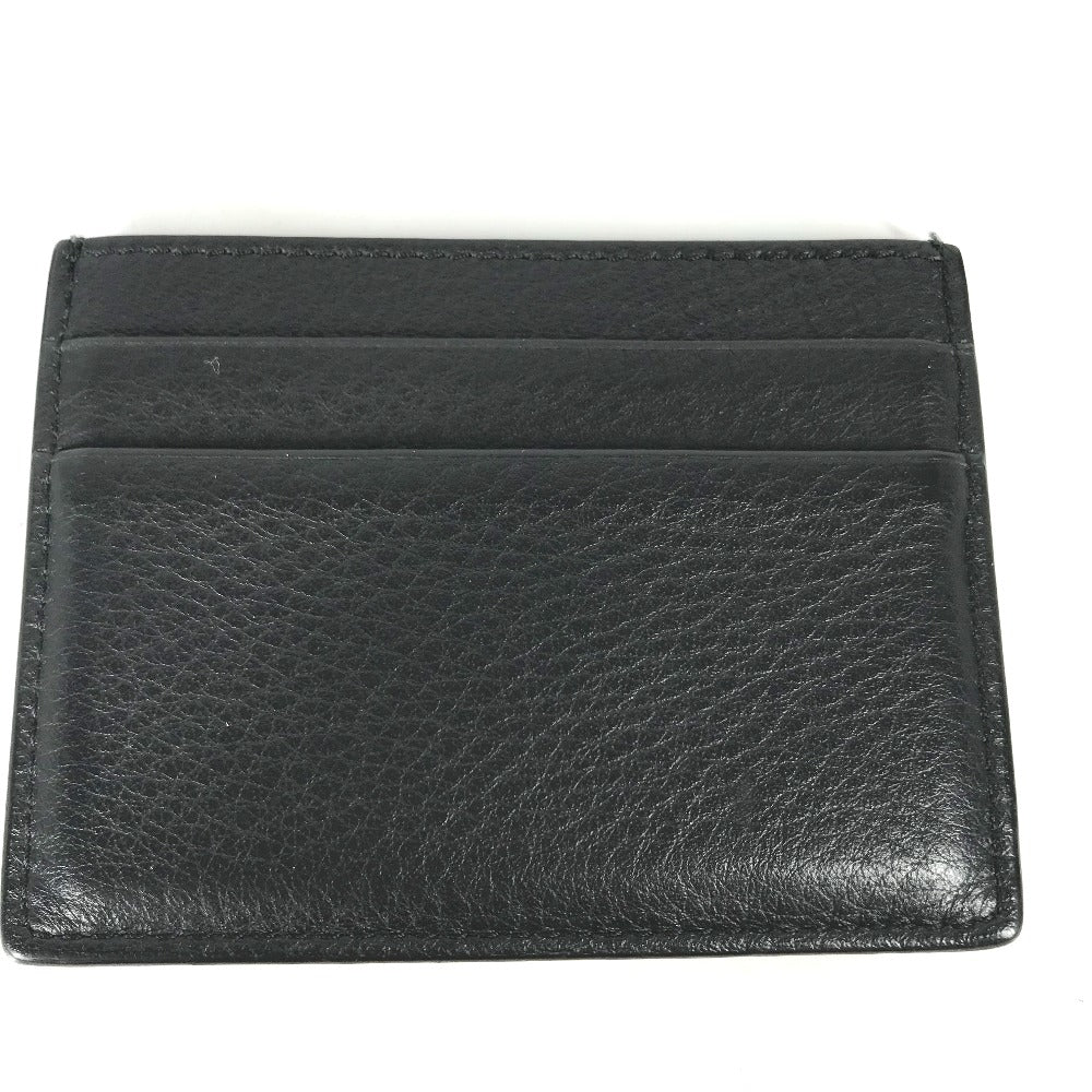 BALENCIAGA Card Case 490620 leather black Business Card Holder Pass Case logo Women Used Authentic