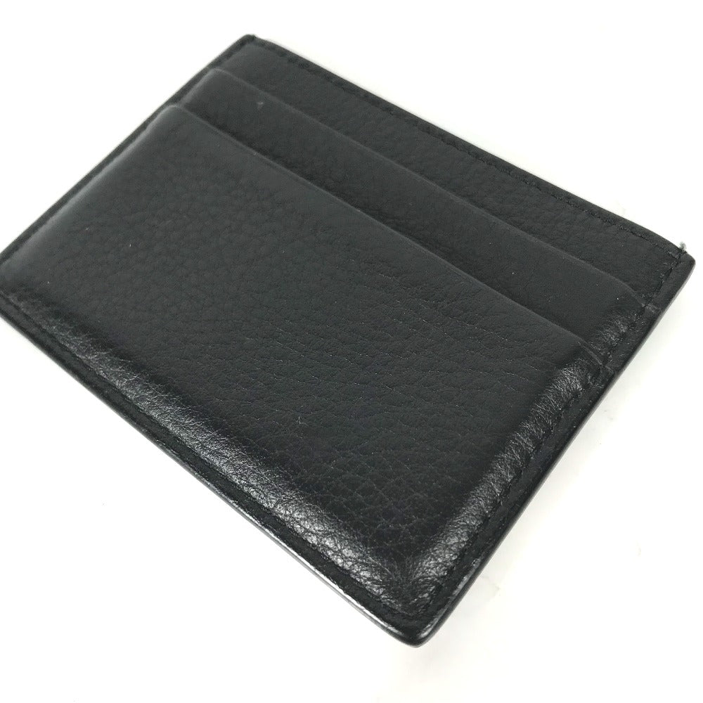 BALENCIAGA Card Case 490620 leather black Business Card Holder Pass Case logo Women Used Authentic