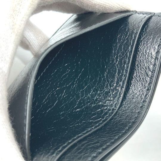 BALENCIAGA Card Case 766547 leather black BB Women Used Authentic