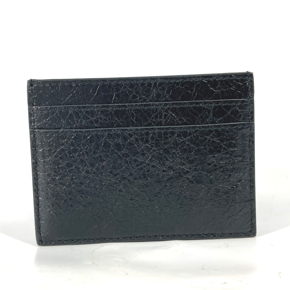 BALENCIAGA Card Case 766547 leather black BB Women Used Authentic