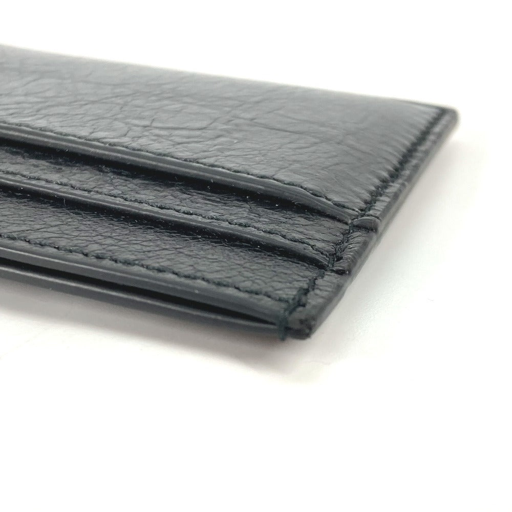 BALENCIAGA Card Case 766547 leather black BB Women Used Authentic