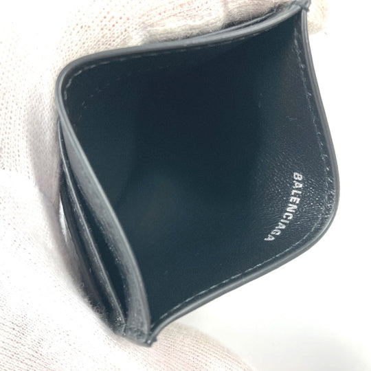 BALENCIAGA Card Case 766547 leather black BB Women Used Authentic