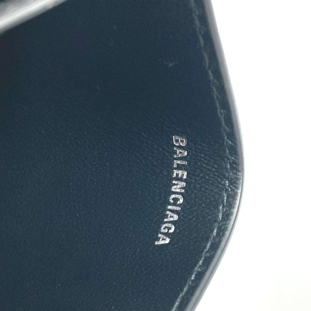 BALENCIAGA Card Case 766547 leather black BB Women Used Authentic