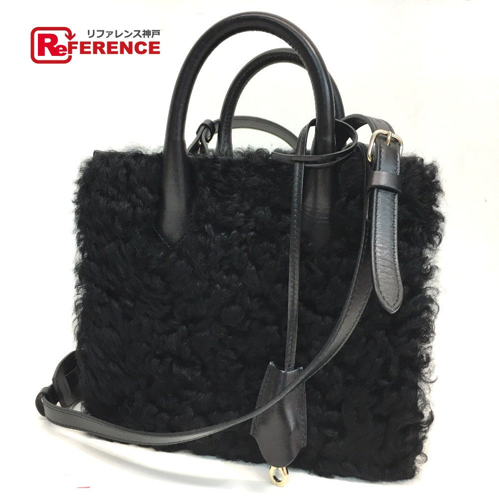 BALENCIAGA Handbag 347237 Mouton, Leather black Padlock Nude Mini Women Used Authentic